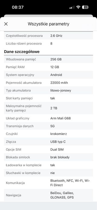 Smartfon DooGee V MAX 5G 12/256GB 22000mAh