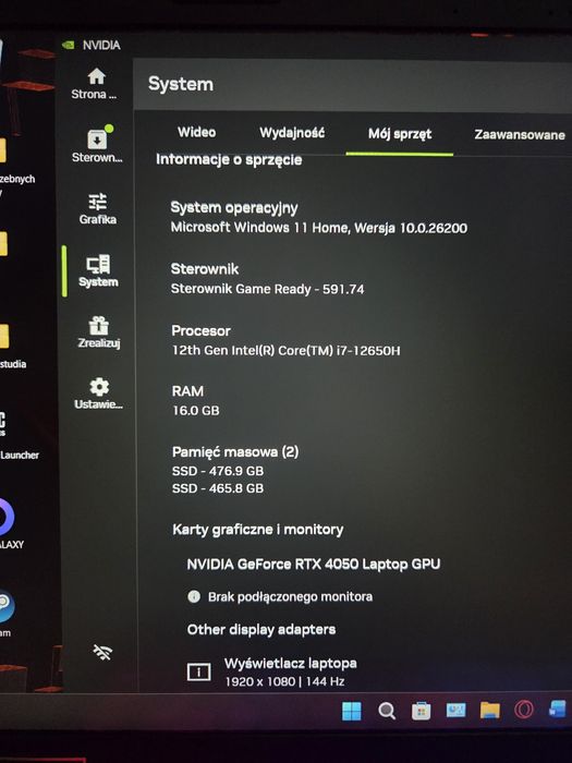 Acer Nitro 5 | i7-12650H | RTX 4050 (140W) | 1TB SSD | Stan IDEALNY |