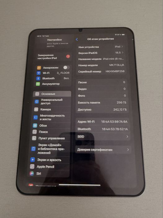 Ipad mini 6 256gb wifi (Space gray)