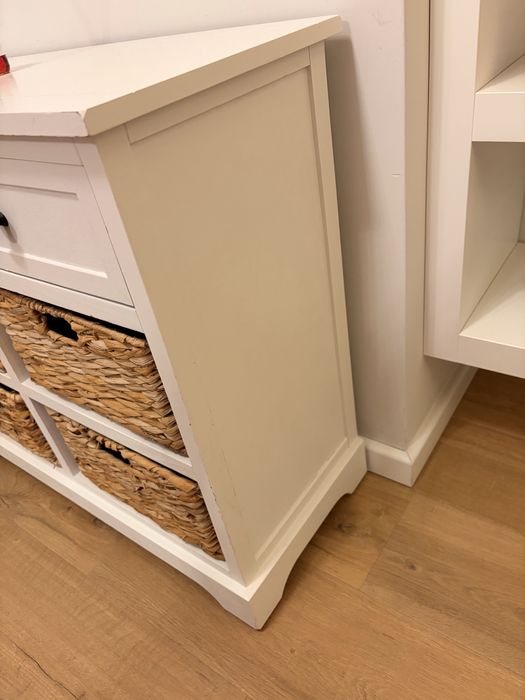 Komoda konsola biała rattan drewno Safavieh