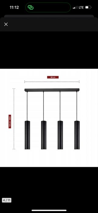 Lampa wisząca, żyrandol tuby LED