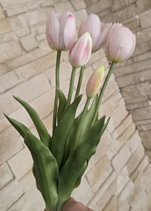 Tulipany bukiety 5szt pastelowy róż silikonowe