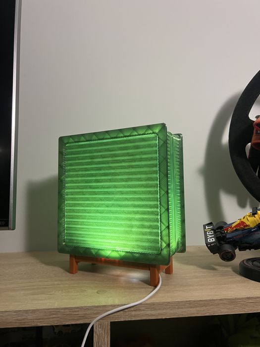 Lampka Nocna Luksfer 3D | Retro Pustak Szklany | Green Ambient | Mid-Century Design