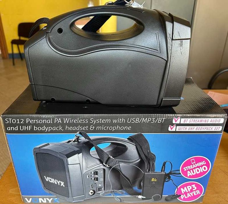 Coluna Amplificada Portátil 100W MP3/USB/bluetooth c/microfone s/fios