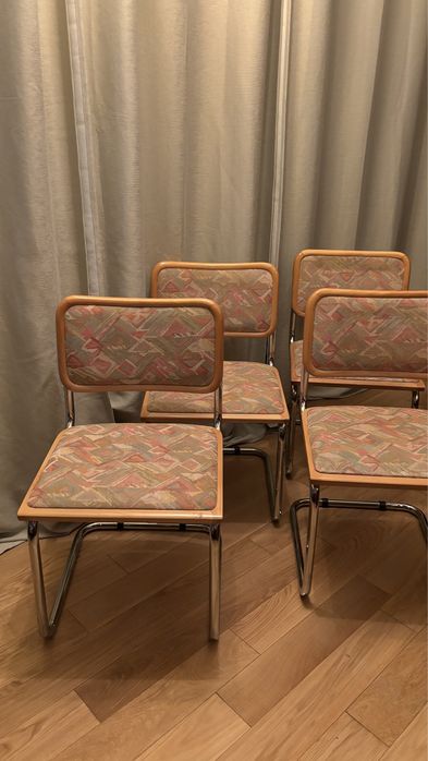 4 krzesła chromowane w stylu Cesca, Włochy, lata 70.