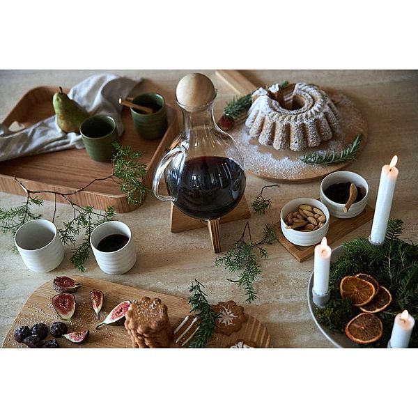 Zestaw do serwowania przekąsek, kamionka/bambus, 0,17 l, 17,5 x 9 x 6