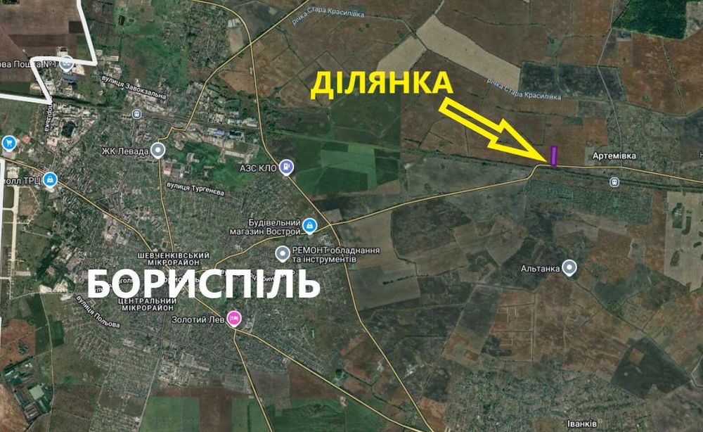 ТЕРМІНОВО! 80$ за сотку! Фасадный участок 3,2ГаБориспольскийАртёмовка