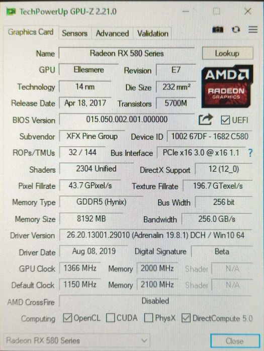Відеокарта XFX Radeon RX 580 8GB
