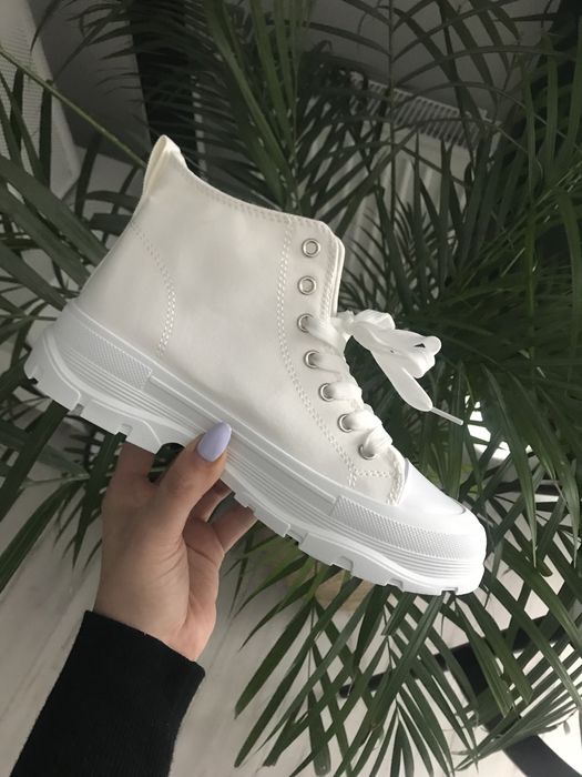NOWE off white biale sneakersy trampki wysokie37,38,39,40,41 platforma