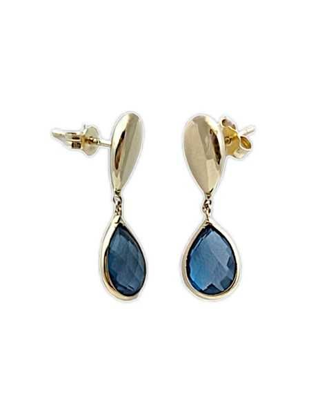 Złote kolczyki z niebieskimi kamieniami pr.585 Zapięcie: sztyft