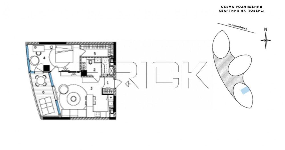 1-кімнатна квартира за адресою вул. Іоанна Павла II (площа 62,3 м²) - Atlanta.ua - фото 3