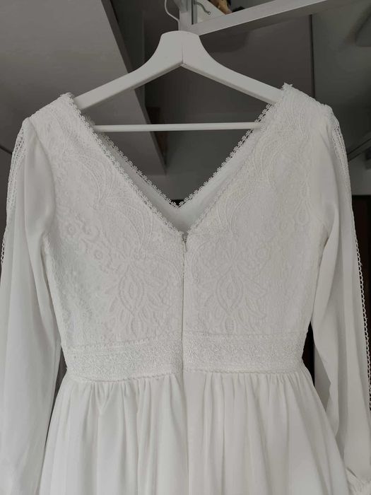 Suknia ślubna boho koronka + muślin