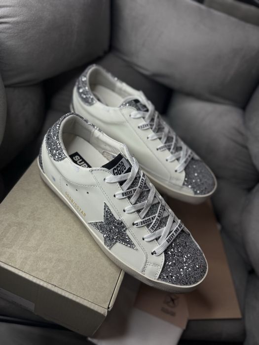 Кеди голден гуз golden goose жіночі кросівки кеди білі срібні