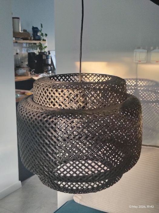 Czarna lampa wisząca bambusowa boho/loft– Stan idealny