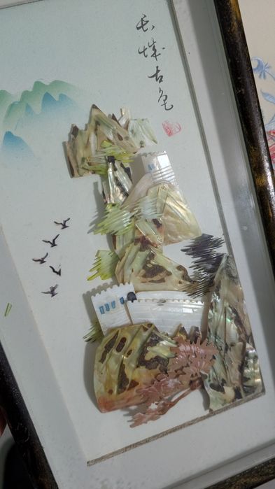 Quadro antigo de conchas japonês
