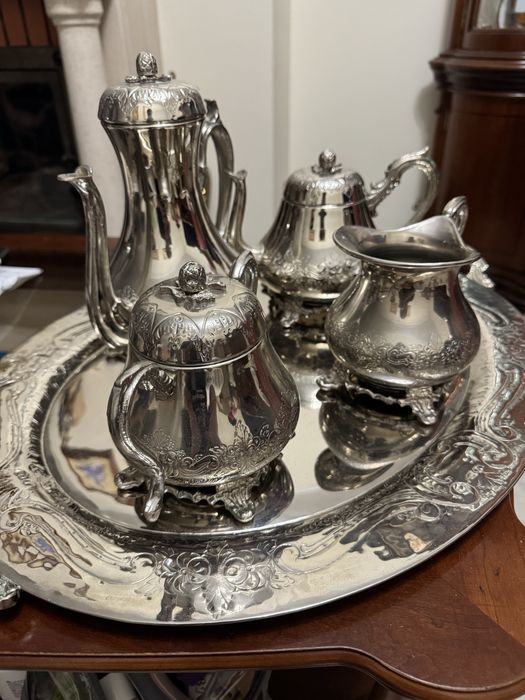 Conjunto chá banhado prata