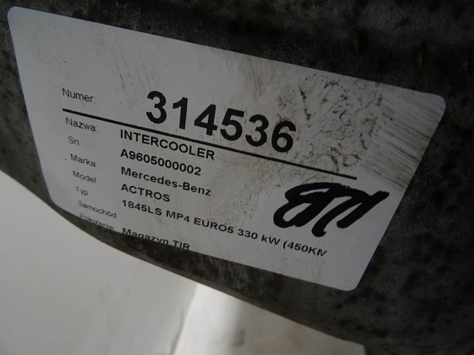 INTERCOOLER MERCEDES ACTROS MP4 / MP5 A9605000002 12.8 449KM