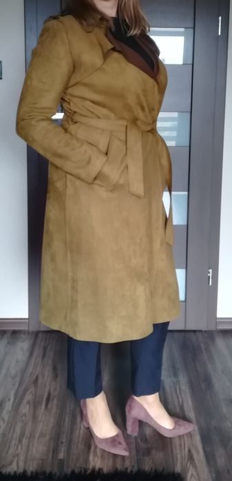 Płaszcz Zara khaki brąz M