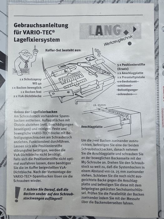 System mocowania LANG VARIO-TEC® – Szczęki z pinami do imadła CNC