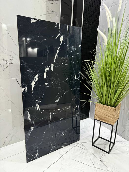 Gres czarny marmur połysk 120x60, luksusowy gres polerowany - gat. I