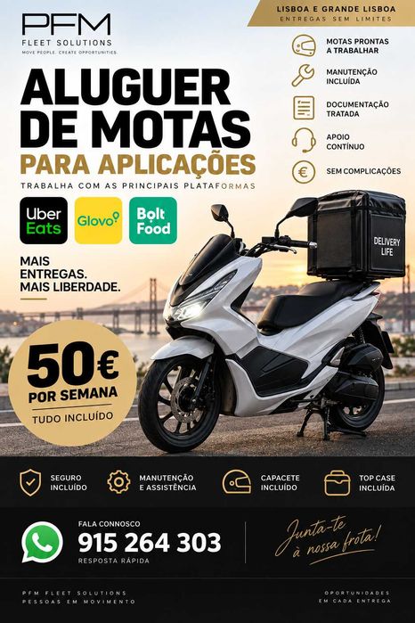 Aluguer Motas PCX/Nmax ubereats glovo bolt