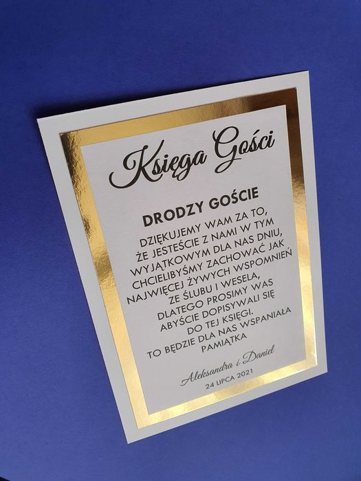 Karta A4 Księga Gości wesele, ślub