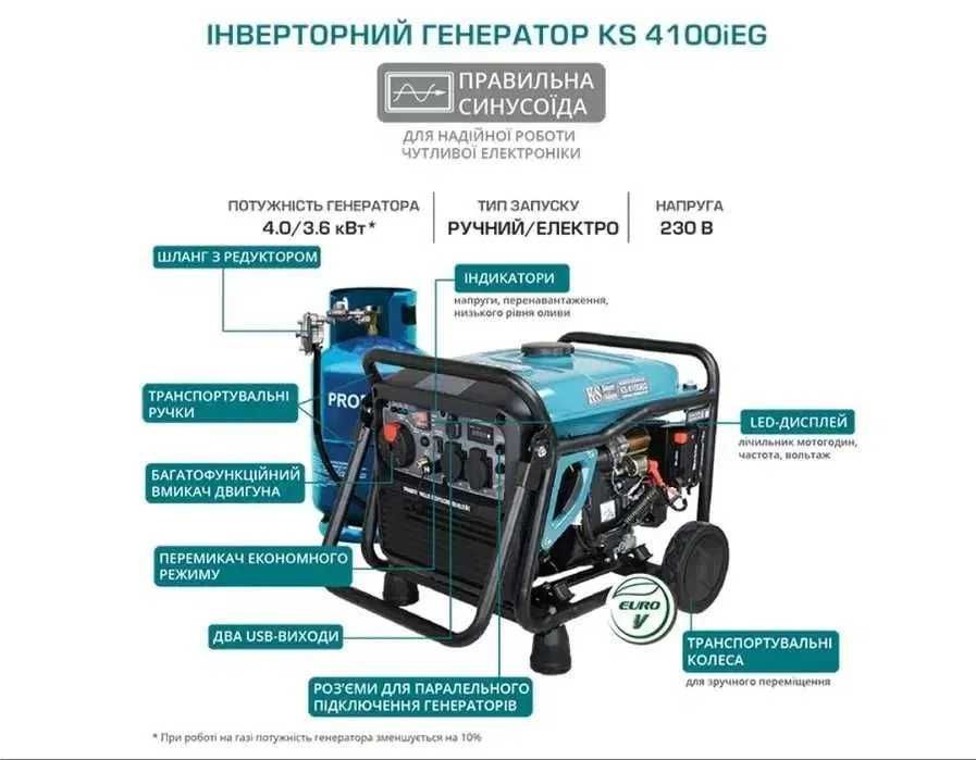 Генератор інверторний бензин-газ Könner & Söhnen KS 4100iEG 4 кВт