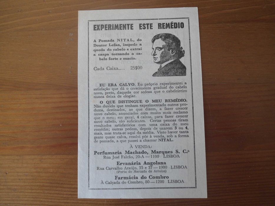 Folheto publicitário dos anos 70