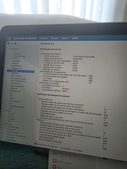 MacBook Air M1 512GB c/NOVO. 2 ciclos bateria. Fatura e garantia. Troca/retoma.