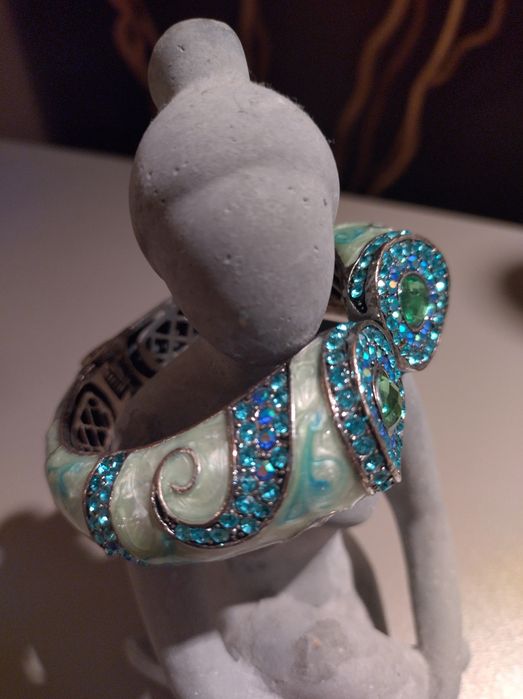 Włoska metalowa bransoleta turkusowa