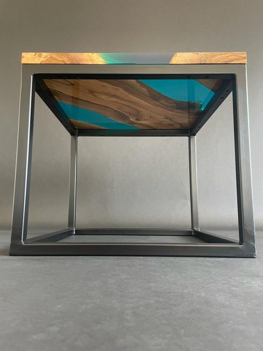 Kwadratowy stolik kawowy żywica orzech