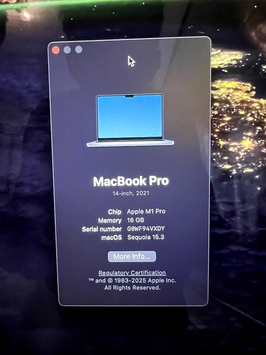 MacBook Pro 14" M1 Pro / 16GB RAM / Stan Idealny + Pełny Zestaw (Pudełko, Ładowarka)