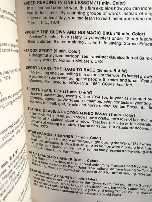 Livro de cinema filmes 16mm films 1979