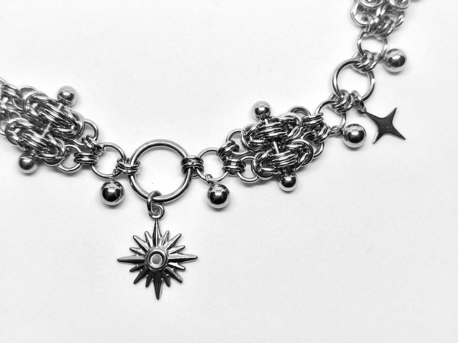 Choker chainmaille gwiazda północna stal chirurgiczna piercing