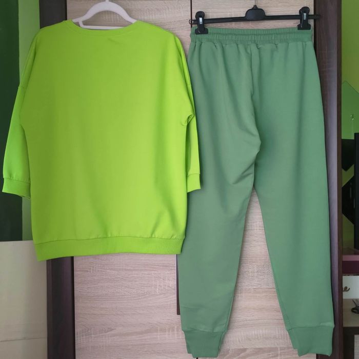Bawełniany dres damski L Xl zielony bluza spodnie