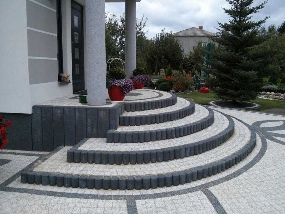 Palisada Okrągła 25cm 40cm grafit szara stopień murek oporowy opornik