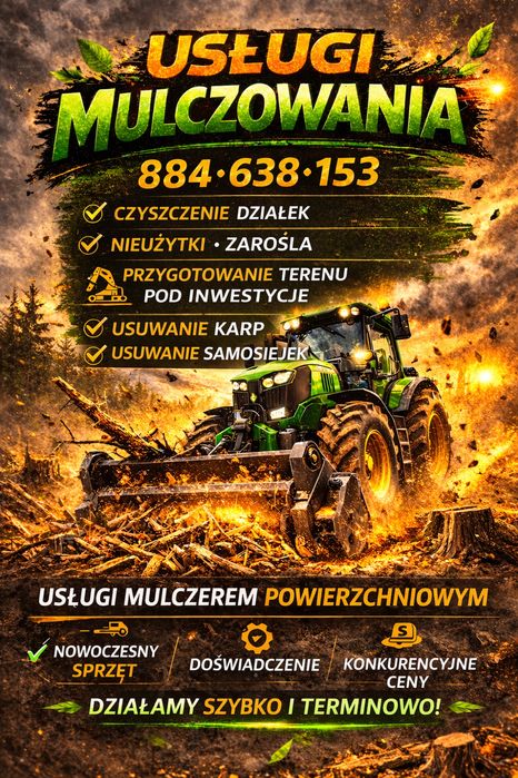 Mulczer leśny Mulczowanie Karczowanie Działek Koszenie Nieuzytkow