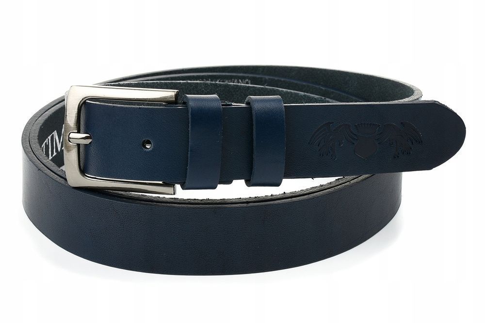 Beltimore skórzany pasek granat licowa nadwymiar 160 175 cm długi nowy