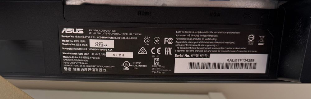 Monitor Asus VA326H 31.5" LED 144Hz Curvo