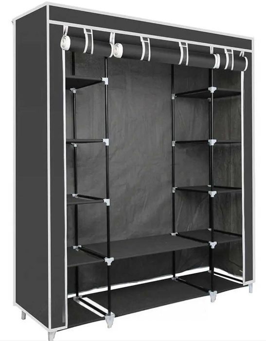 Новый разборной тканевый шкаф 4 секции серый органайзер для одежды