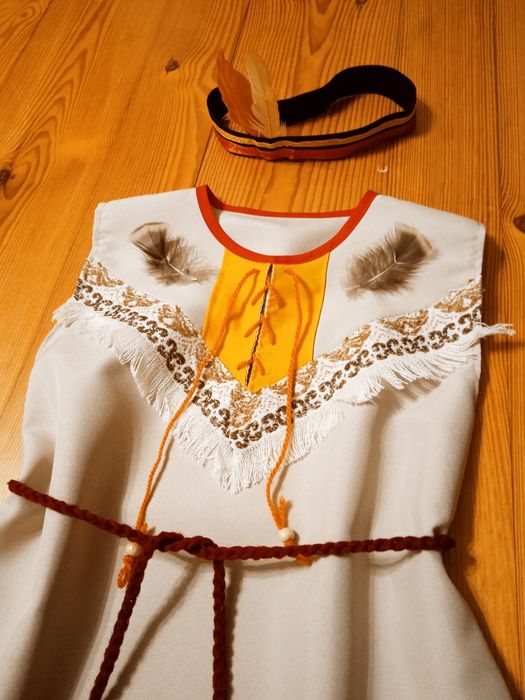 Nowy Strój Indianki 134 Indianka Pocahontas Indiańska Tunika i Opaska