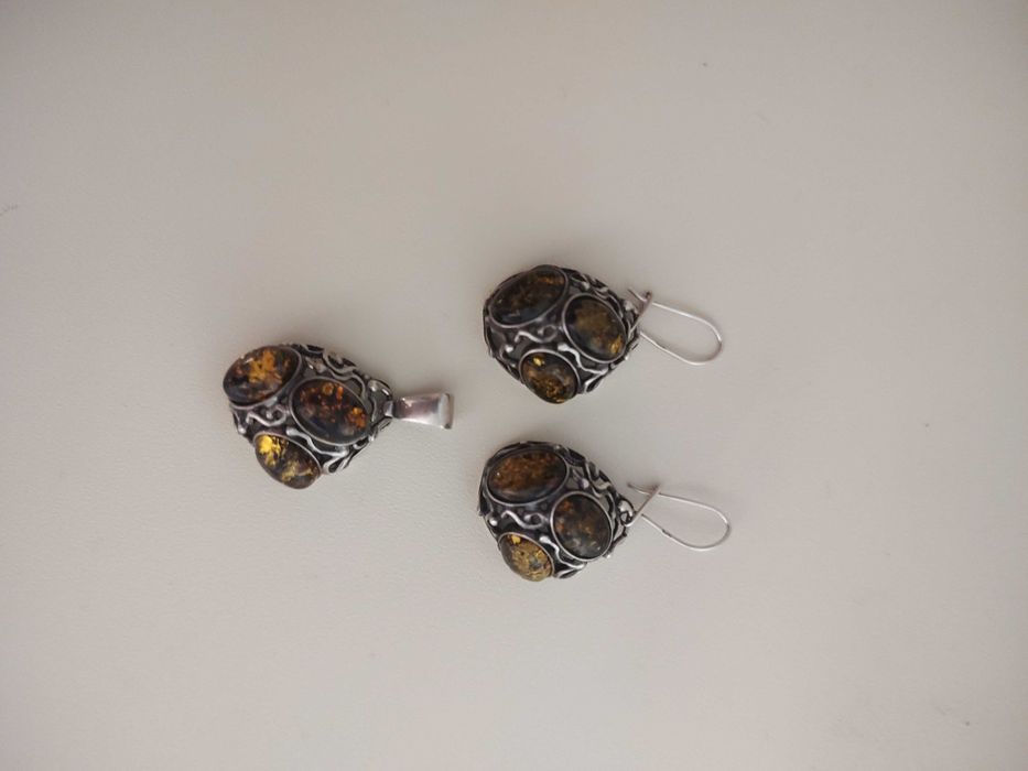 Набор серебро янтарь