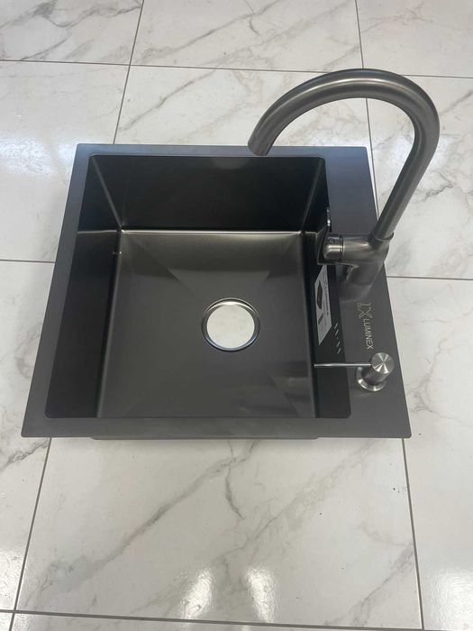 Мойка и смеситель Luminex 5050 PVD 4в1 3,0/1,0 мм из нержавеющей стали