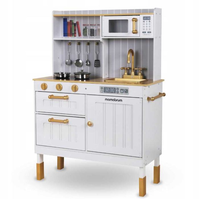 Edukacyjna Kuchnia Drewniana Interaktywna Dzieci Akcesoria - WYPRZEDAŻ