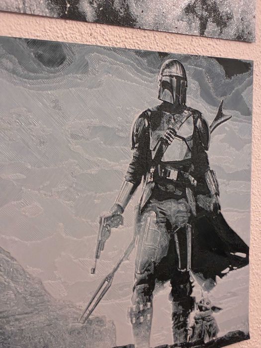 Quadro Decorativo Mandalorian & Grogu - Relevo 3D Exclusivo (20cm)