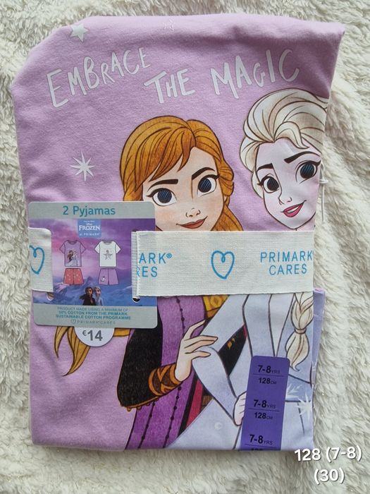 Primark 2pak piżama Kraina Lodu ELSA dla dziewczynki rozmiar 128 (7-8)