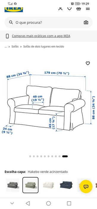 Sofá de dois lugares ikea
