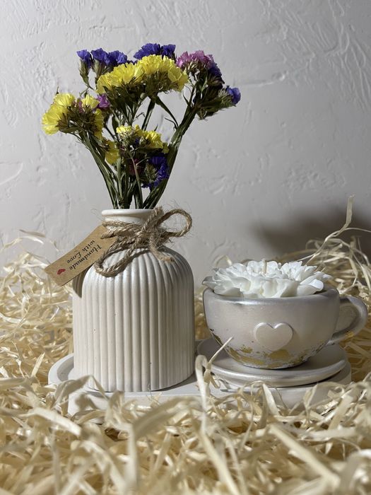 Набори подарункові свічки в гіпсових кашпо