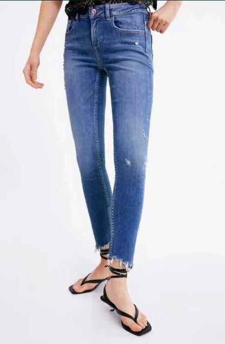 Calças de ganga skinny assimétricas Zara Tam 36 Novas c/etiqueta