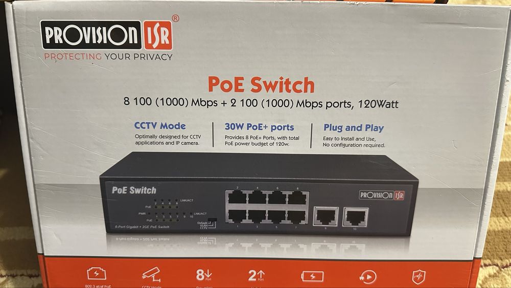 PoE-комутатор Provision-ISR PoES-08120C+2I-V2 з 8 портами PoE